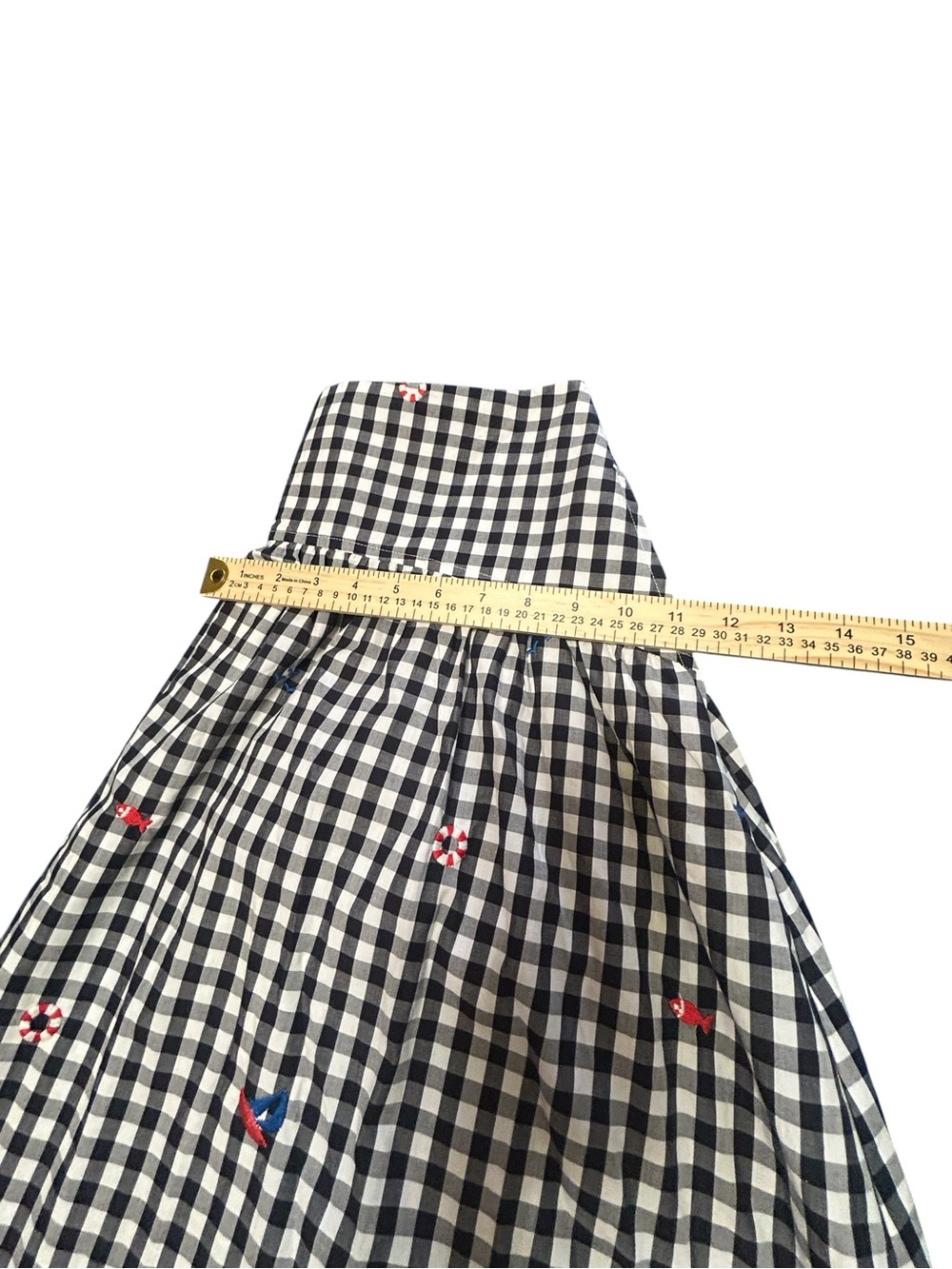 Black & White Gingham A-Line Skirt with Subtle Embroidered Accents - Picture 9 of 16